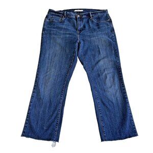 Levi's Women's Jeans 505 Straight Size 14 Mid Rise Raw Hem Med Wash Denim Pants